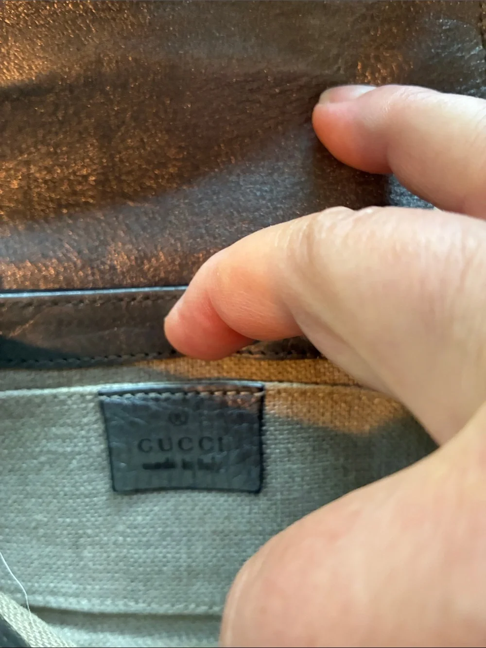 Authentic Gucci HorseBit Chain Micro Gun Metal Leather Rose Gold Studs & Chain.